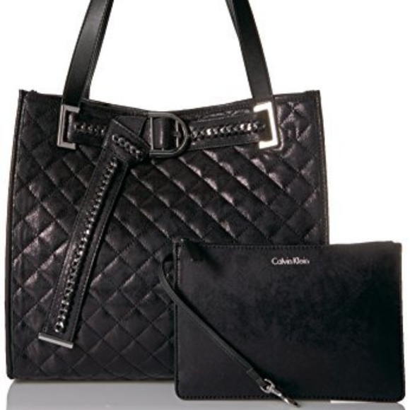 NWT CALVIN KLEIN NOVELTY BELT QUILTED TOTE $168.00 - Picture 2 of 8